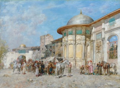 Pferdemarkt, Syrien von Alberto Pasini